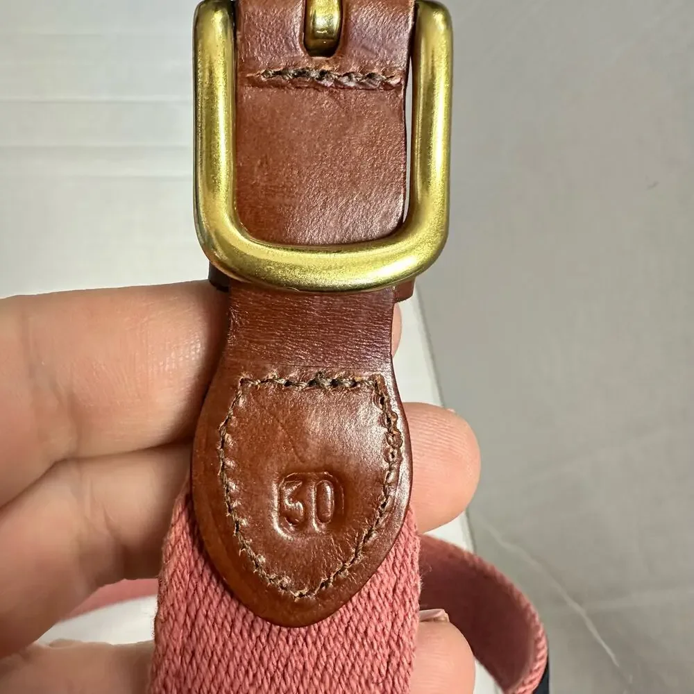 Leather Man Top Grain Leather Belt Compass Wave Nautical Sailing Canvas Fabric